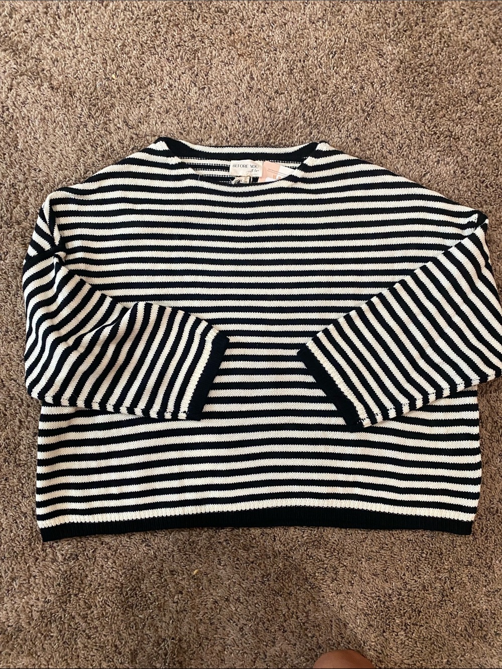 Striped Crewneck Sweater - Black & White
